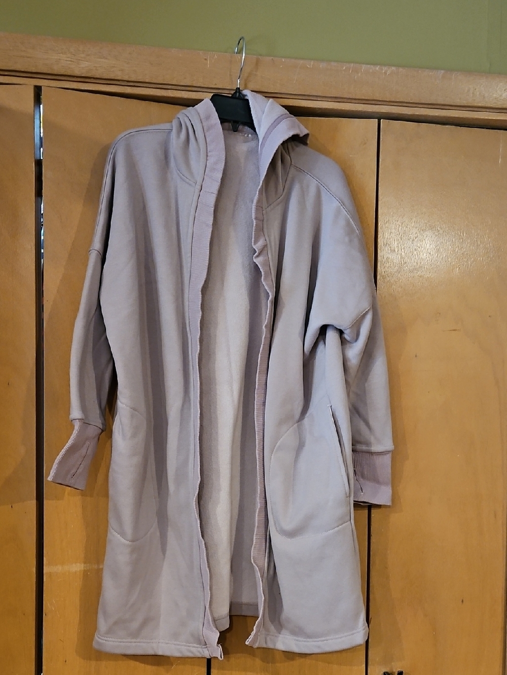 Light Lavender Open-Front Hooded Coatigan - Brand Unknown
